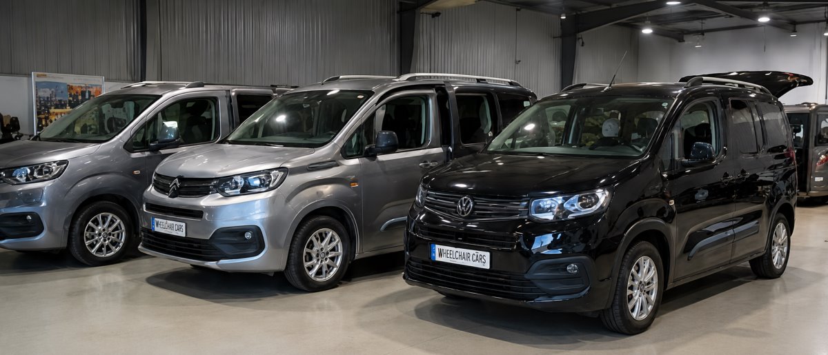 Wheelchair accessible vehicles in showroom