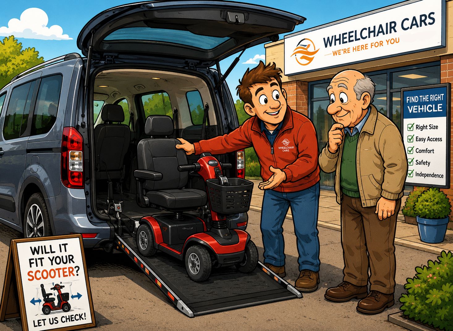 Mobility scooter and wheelchair accessible vehicle